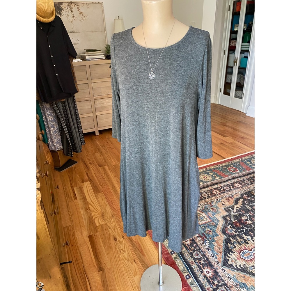 Agnes & Dora Gray Heather 3/4 Sleeve Swing Dress with Pockets Small
